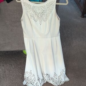 Betsey Johnson White Midi Dress with Laser Cut Details